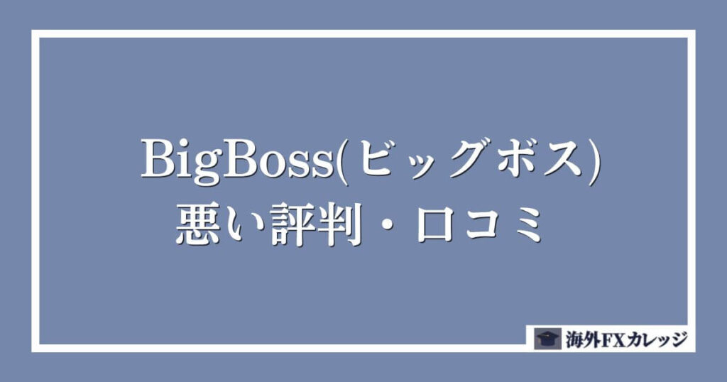BigBoss(ビッグボス)の悪い評判・口コミ