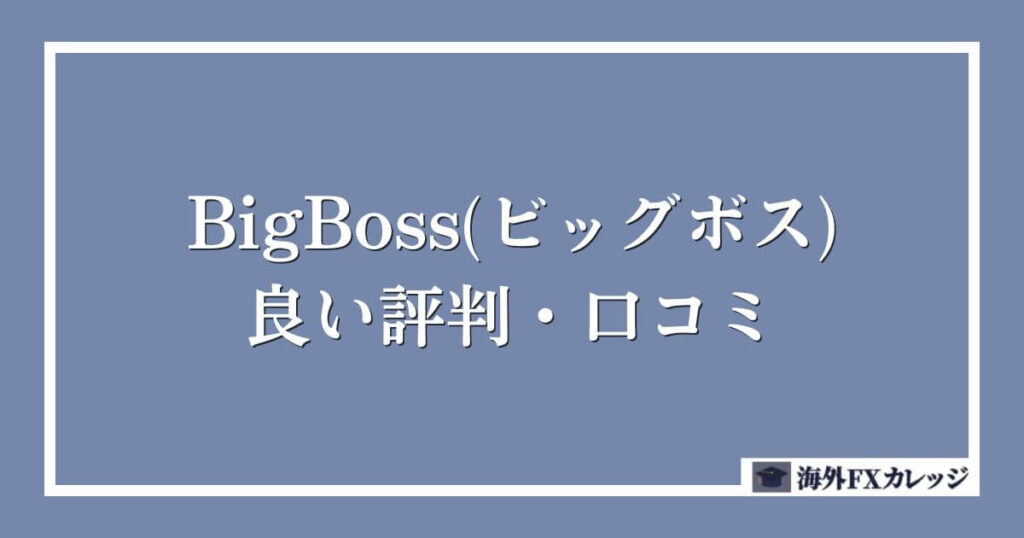 BigBoss(ビッグボス)の良い評判・口コミ