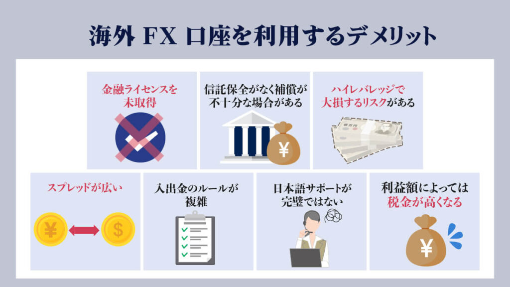 海外FX口座を利用するデメリット