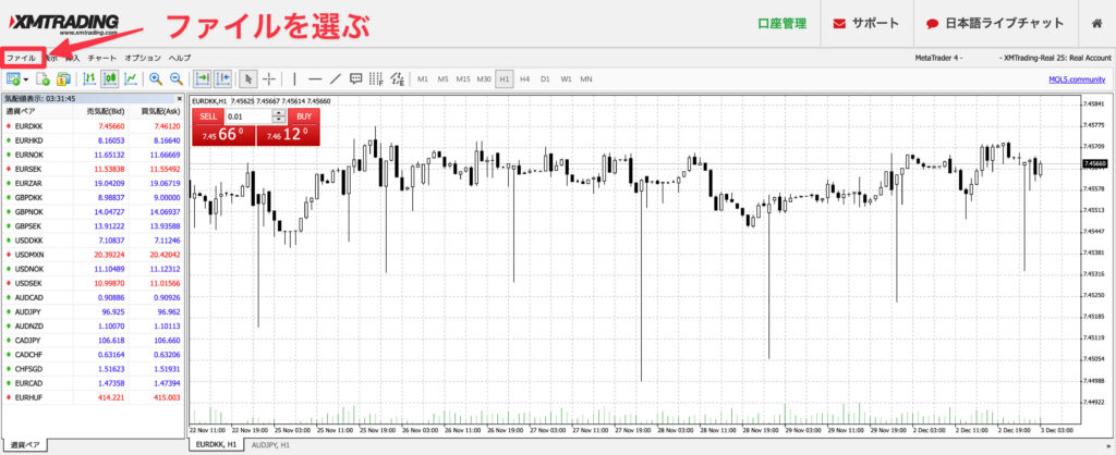チャート画面:ファイル