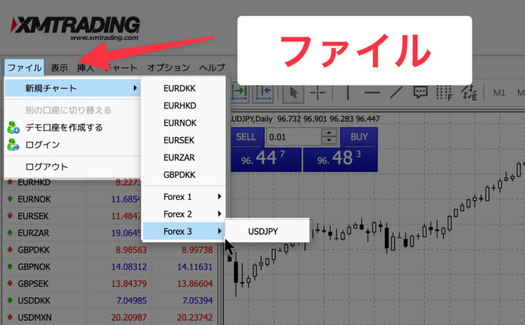 チャート画面:ファイル