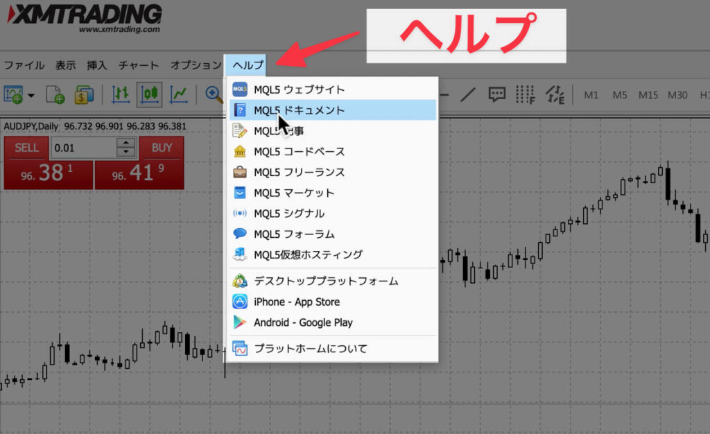 チャート画面:ヘルプ