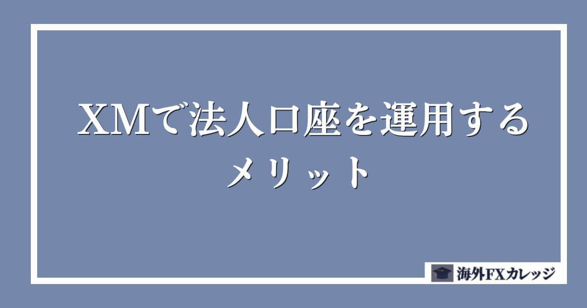 XMで法人口座を運用するメリット