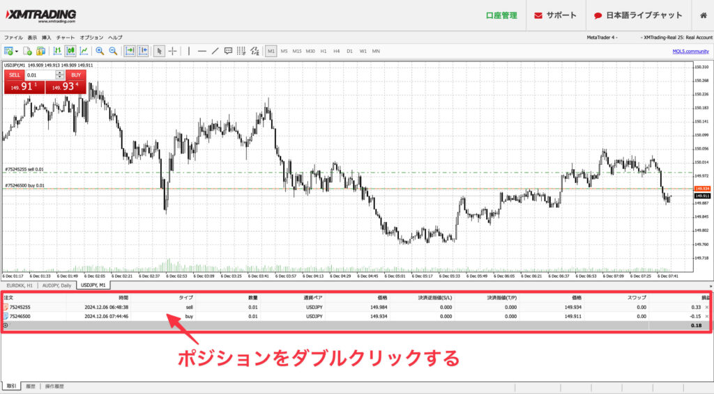 両建て決済:手順1