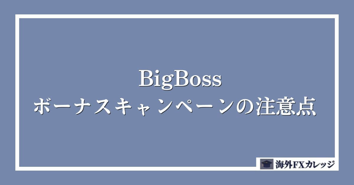 BigBossボーナスキャンペーンの注意点