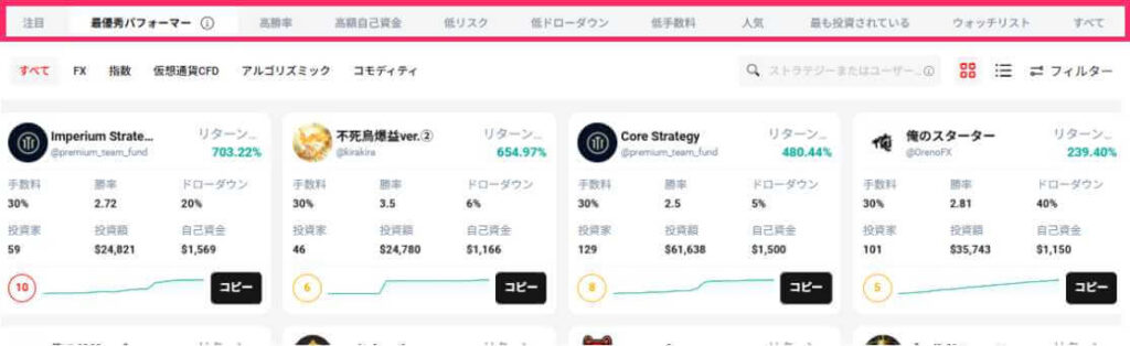 ストラテジーの表示テーマ